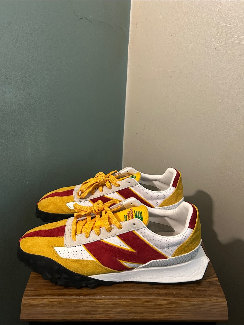 New Balance X Casablanca XC72 Yellow & Red Suede Retro Runner - Picture 4 of 6